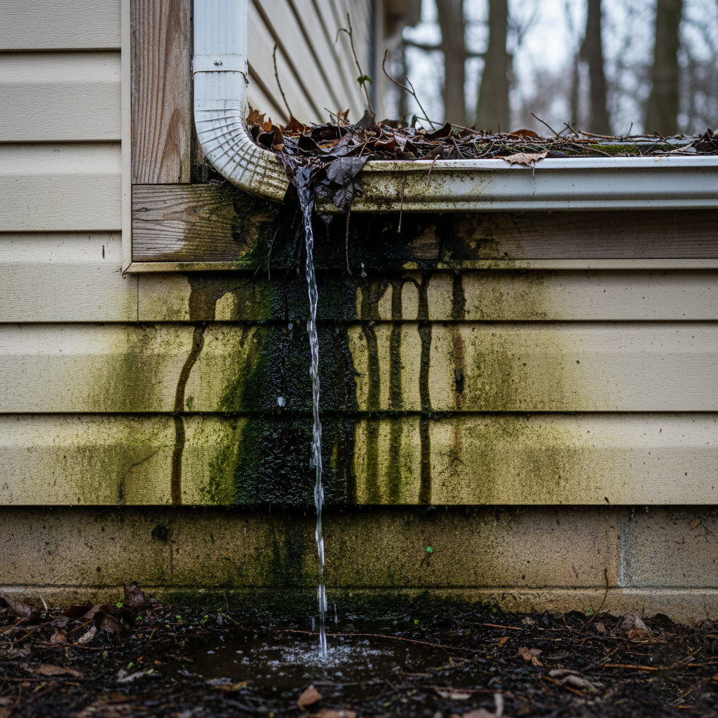 Mildew or water stains on exterior wallsMildew or water stains on exterior walls