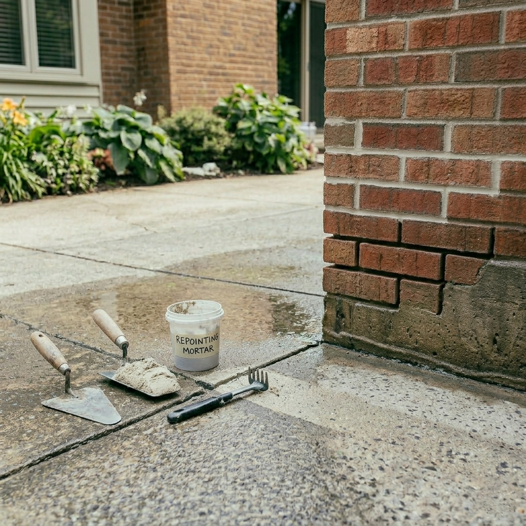 Repoint masonry joints as needed